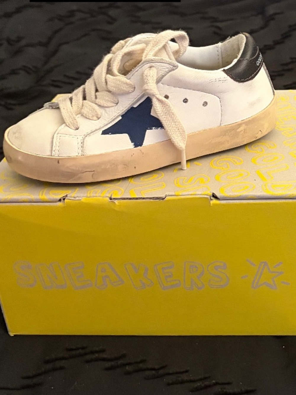 Golden Goose Kids White Sneakers with Blue Star